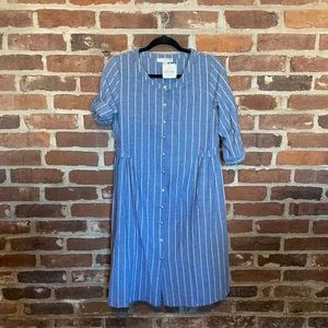 NWT Orange Creek, size small/medium, blue dress with white stripes